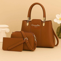 Mustard Leather 3-Piece Handbag Set