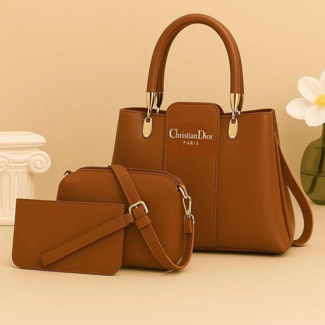 Mustard Leather 3-Piece Handbag Set