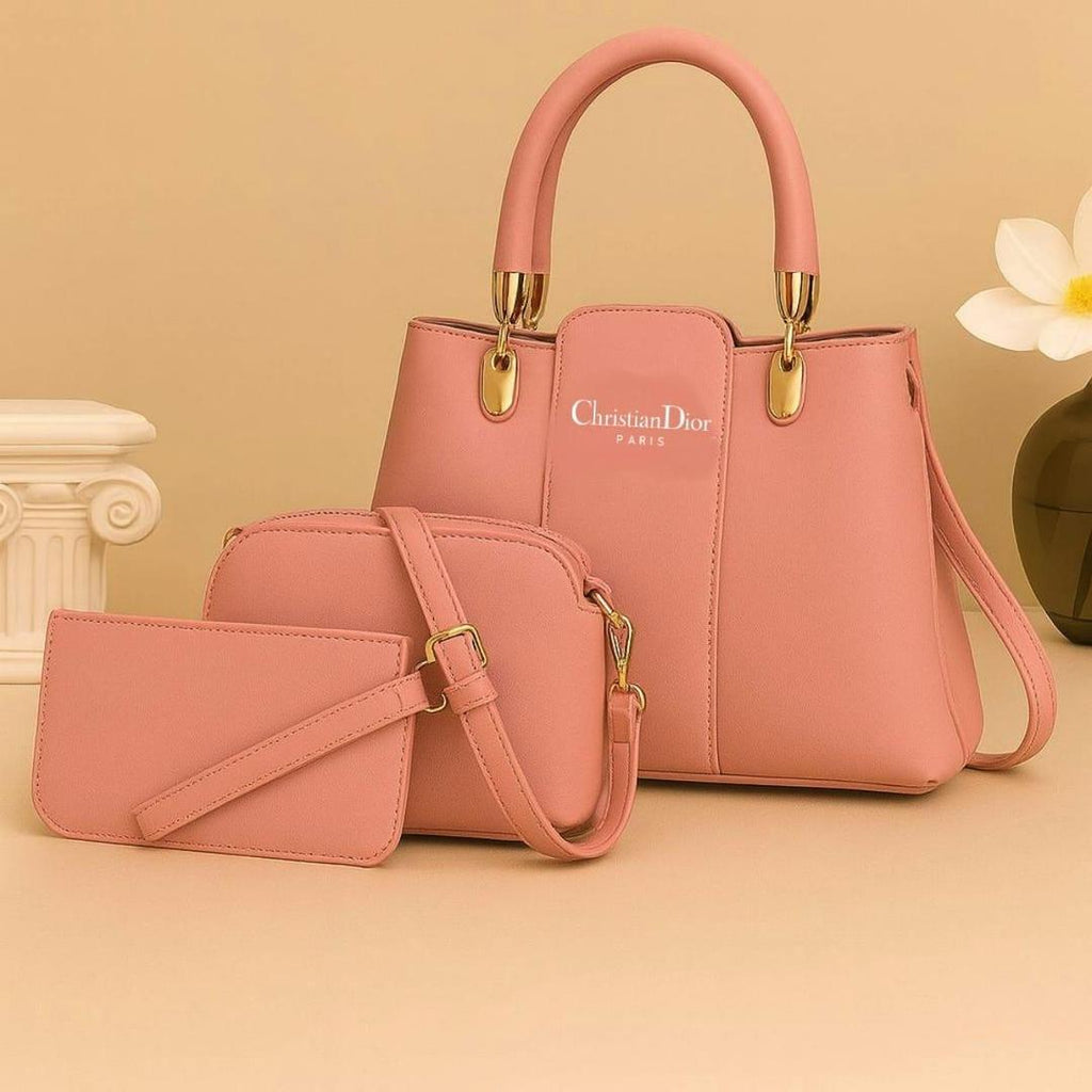 Pink Women's 3-Piece PU Leather