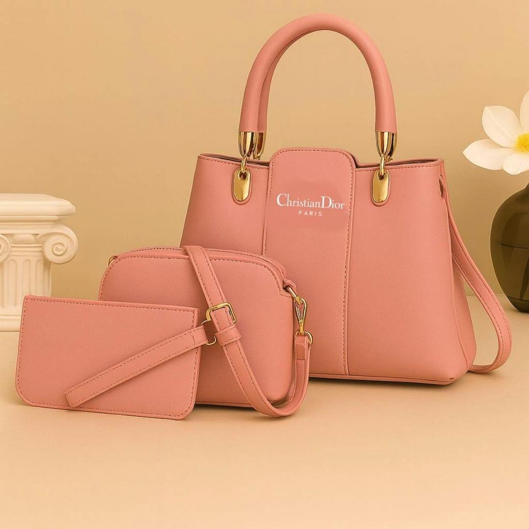 Pink Women's 3-Piece PU Leather