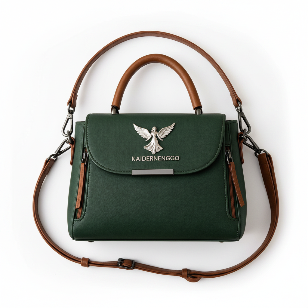 Green Leather Crossbody Bag for Women with Adjustable Strap