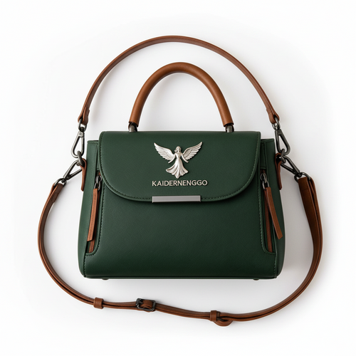 Green Leather Crossbody Bag for Women with Adjustable Strap