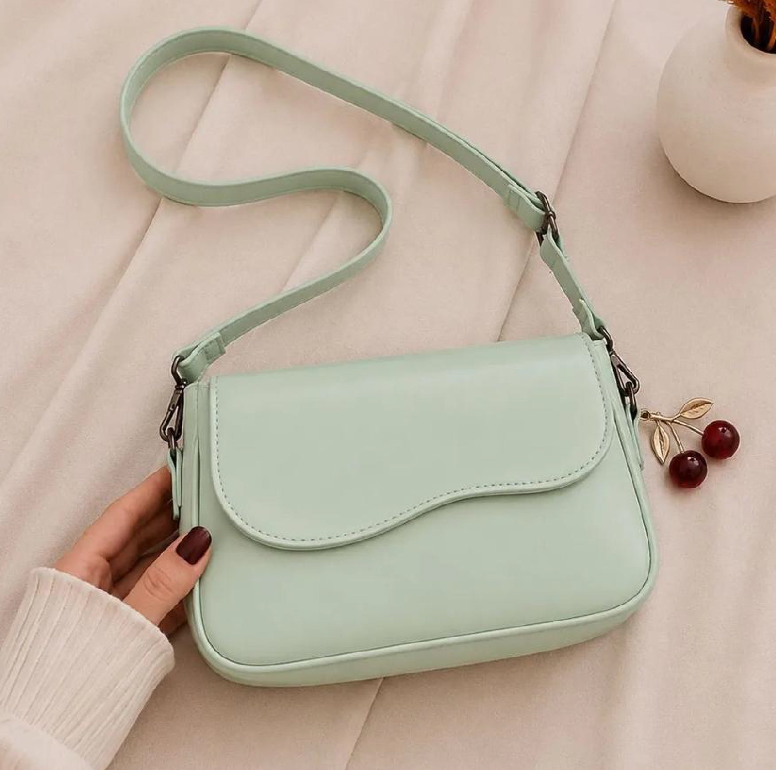 Girl's PU Leather Plain Shoulder Bag